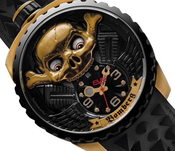 Bomberg Replica Watch BOLT-68 SKULL RIDER GOLD & BLACK BS47APBA.056-2.3